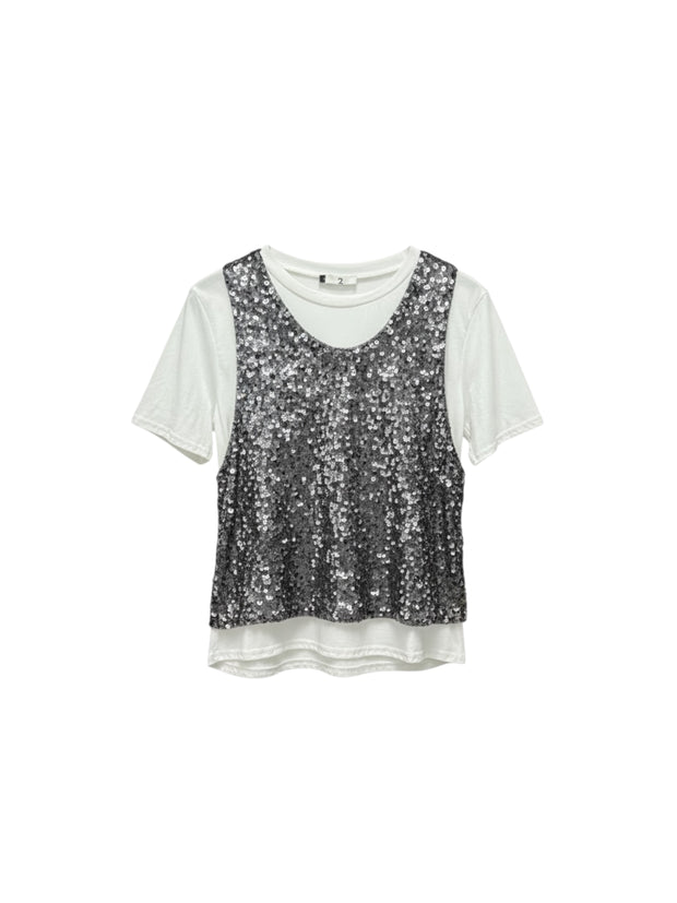T-shirt Top Paillettes