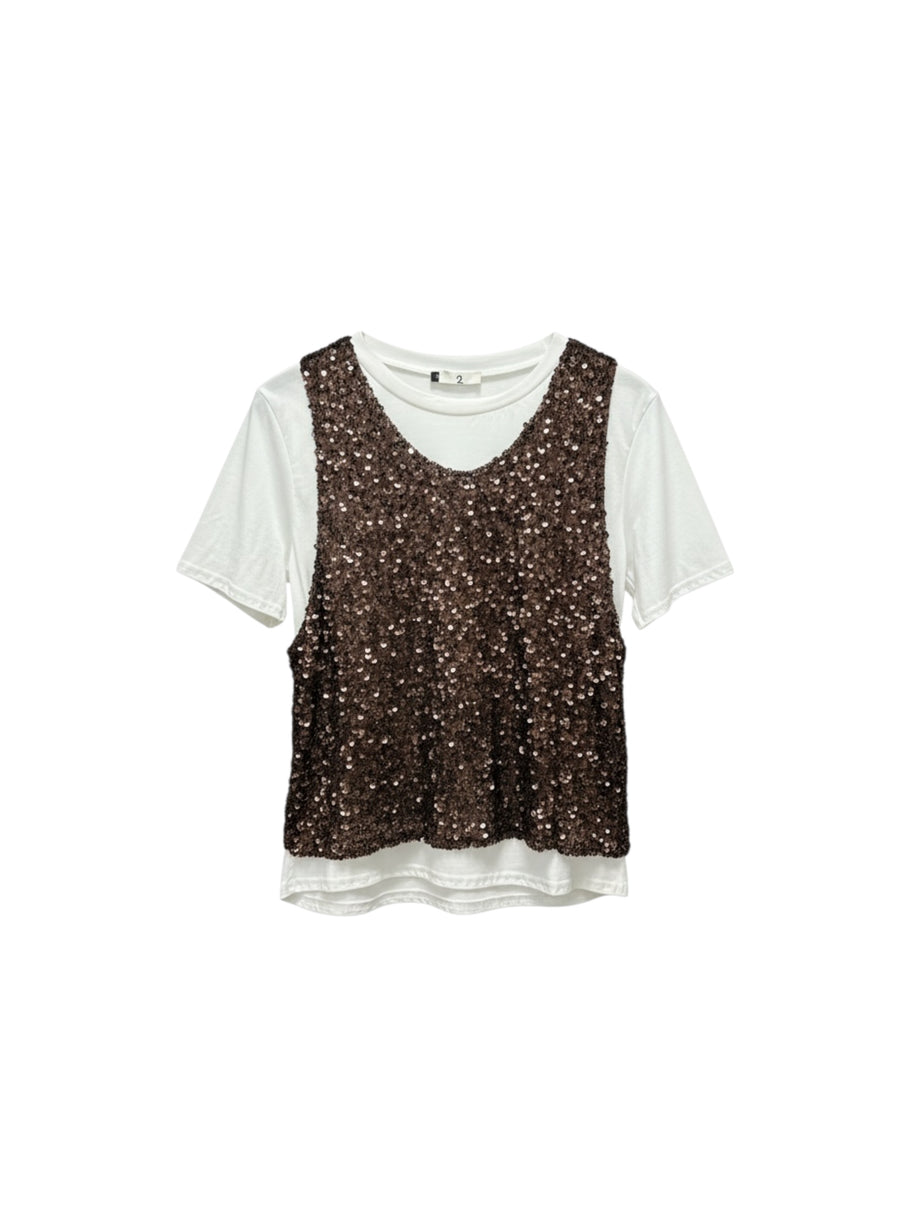 T-shirt Top Paillettes