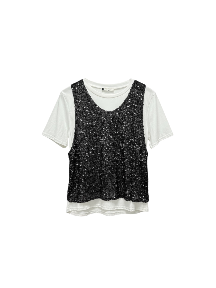 T-shirt Top Paillettes