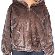 CHAQUETA BOMBER DE PIEL CON CAPUCHA