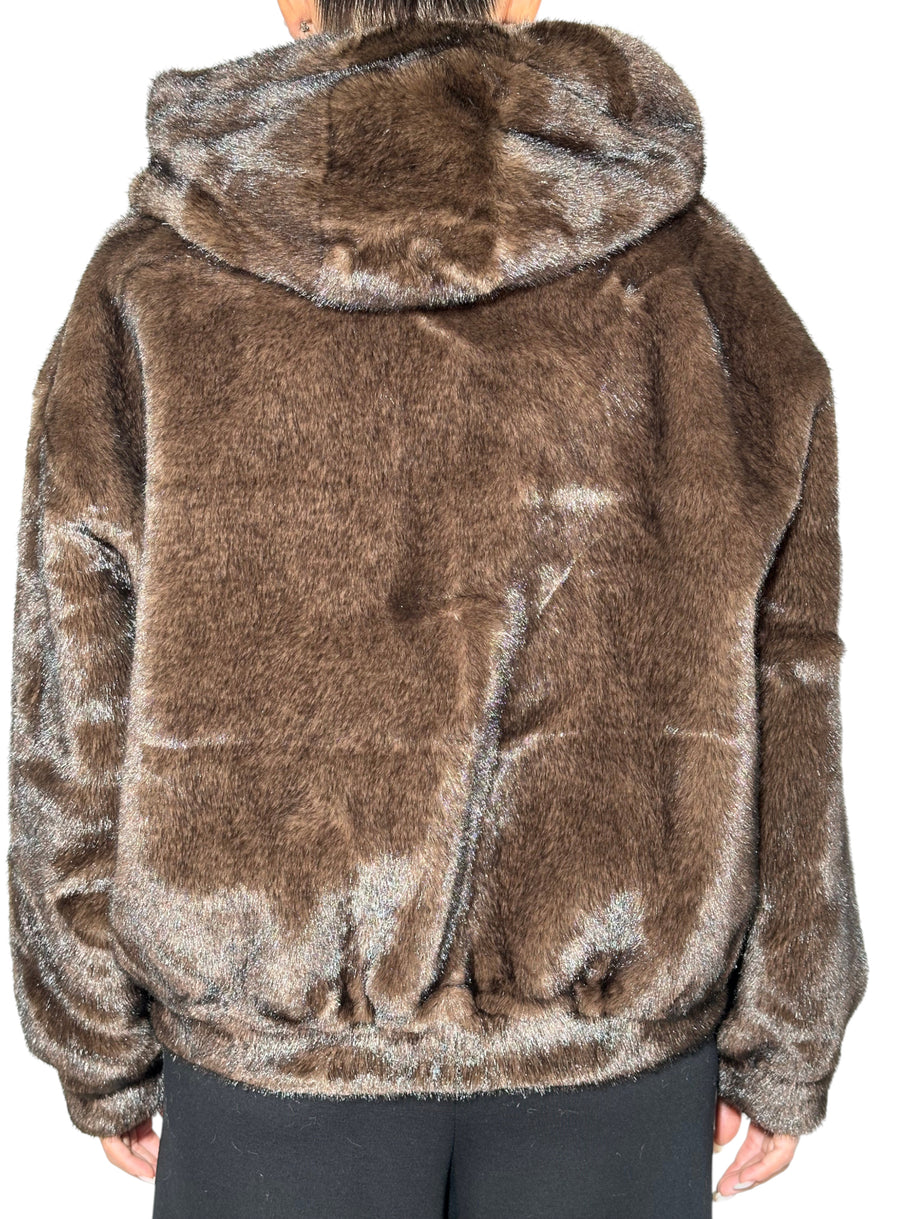 CHAQUETA BOMBER DE PIEL CON CAPUCHA