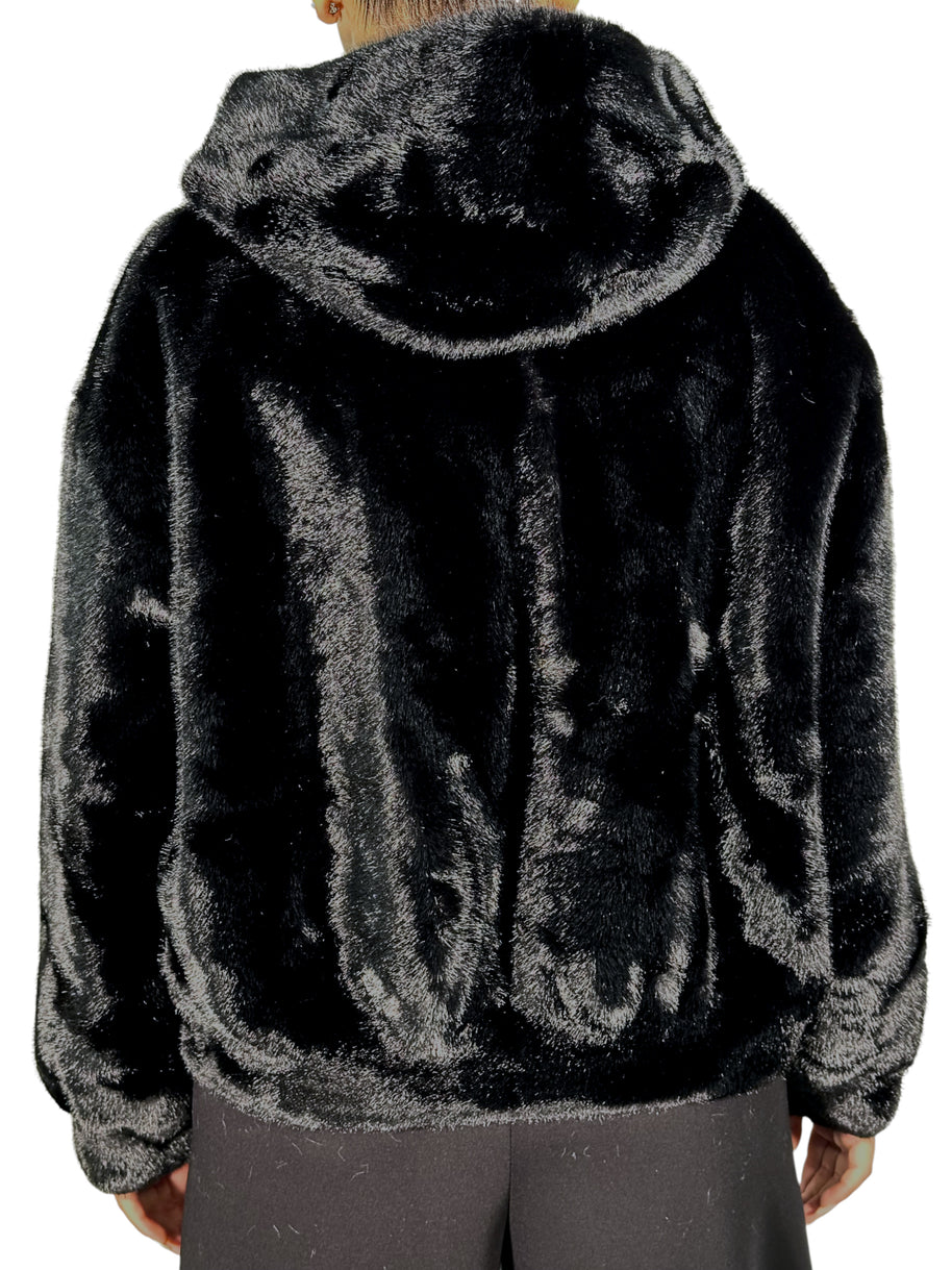 CHAQUETA BOMBER DE PIEL CON CAPUCHA