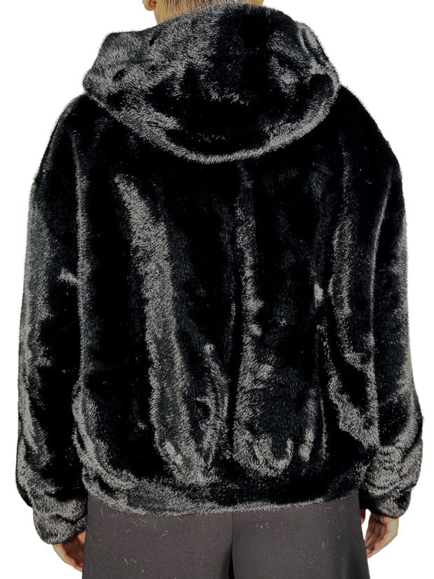 FUR BOMBER JACKET WITH HOOD