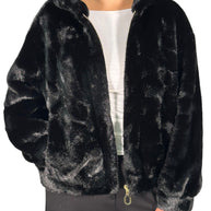 CHAQUETA BOMBER DE PIEL CON CAPUCHA