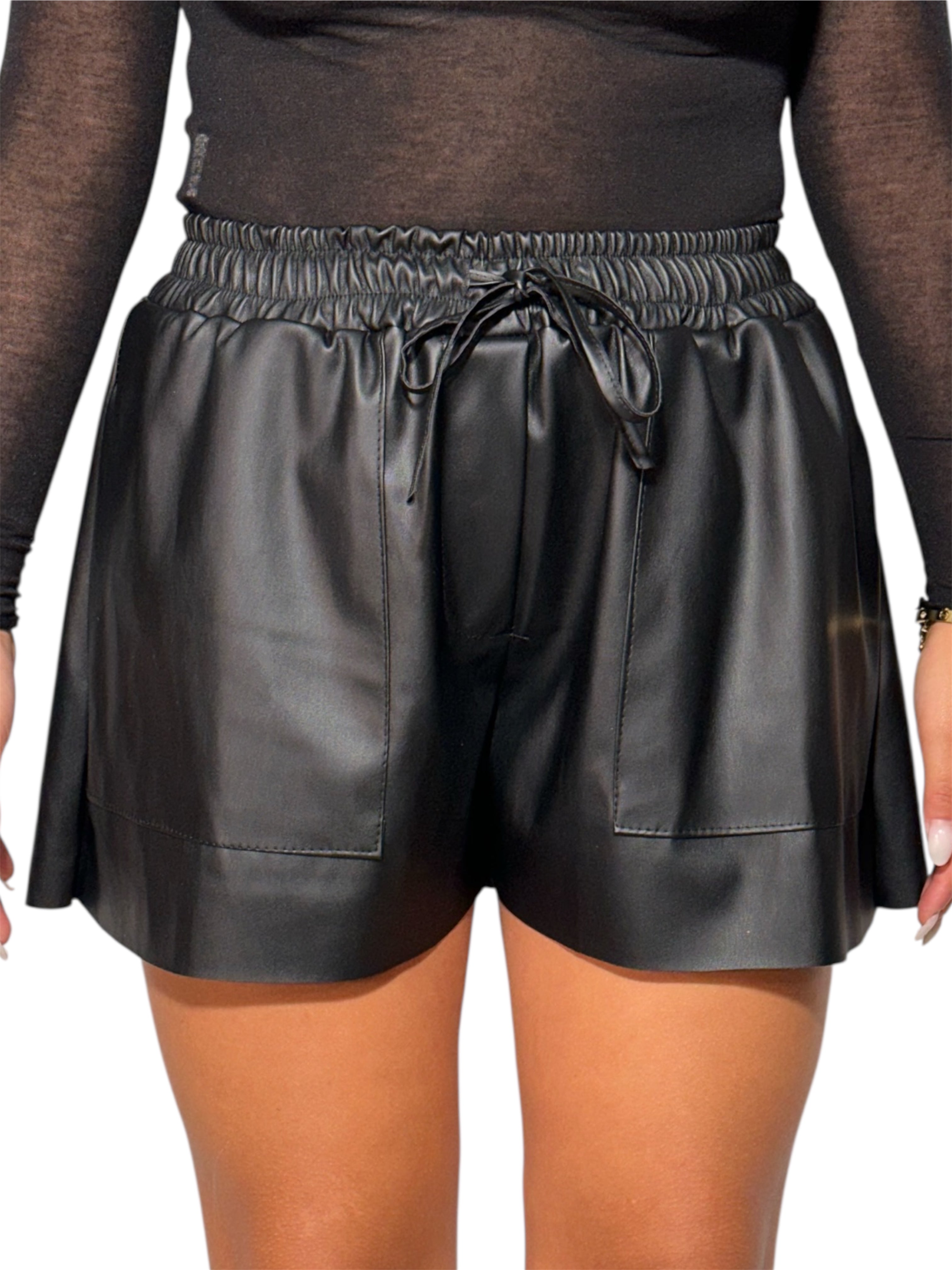 PANTALONES CORTOS DE CUERO ECOLÓGICO