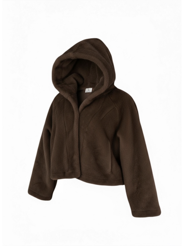 ABRIGO DE PIEL CON CAPUCHA M/L