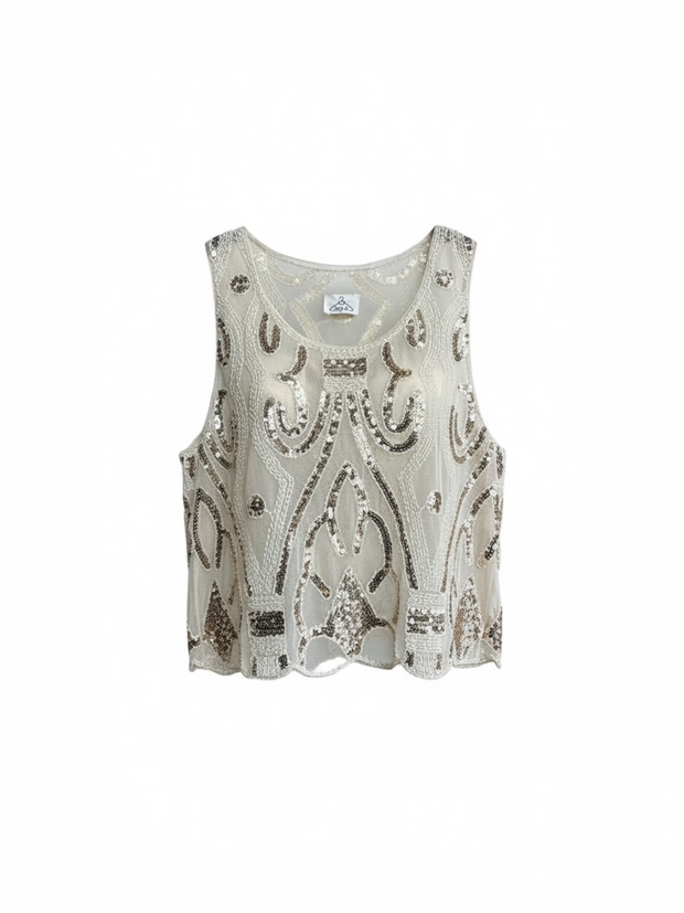 TOP PAILLETTES ORO